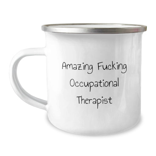 Funny Occupational Therapist Gifts, Unique Camping Mug for Graduation Celebration - 'Amazing F--king Occupational Therapist' Quote, Gifts from Men to Occupational Therapist - Image 1