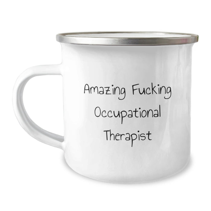 Funny Occupational Therapist Gifts, Unique Camping Mug for Graduation Celebration - 'Amazing F--king Occupational Therapist' Quote, Gifts from Men to Occupational Therapist - Image 1