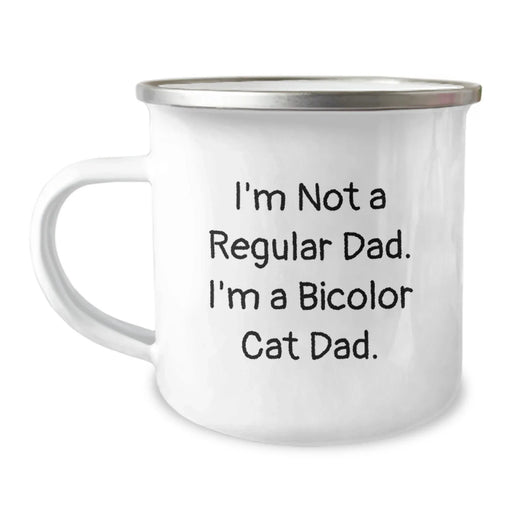 Funny Bicolor Cat Dad Gifts - Bicolor Cat Camping Mug for Men or Women - Christmas Unique Gifts from Family - Fun I'm Not A Regular Dad Mug - Image 1
