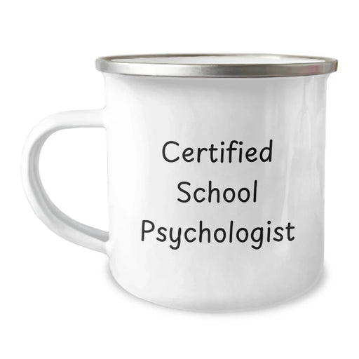 Funny School Psychologist Gifts for Men - Certified School Psychologist Camping Mug, Unique Christmas Memorable Presents from Friends to Family, School Psychologist Enamel Mug - Image 1