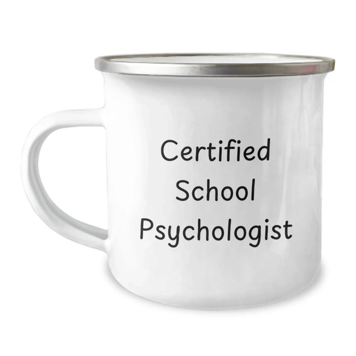 Funny School Psychologist Gifts for Men - Certified School Psychologist Camping Mug, Unique Christmas Memorable Presents from Friends to Family, School Psychologist Enamel Mug - Image 1
