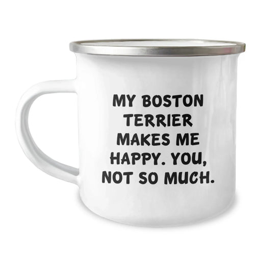 Funny Boston Terrier Dog Lover Gifts from Family for Birthday Unique Presents - Boston Terrier Dog Camping Mug - Image 1