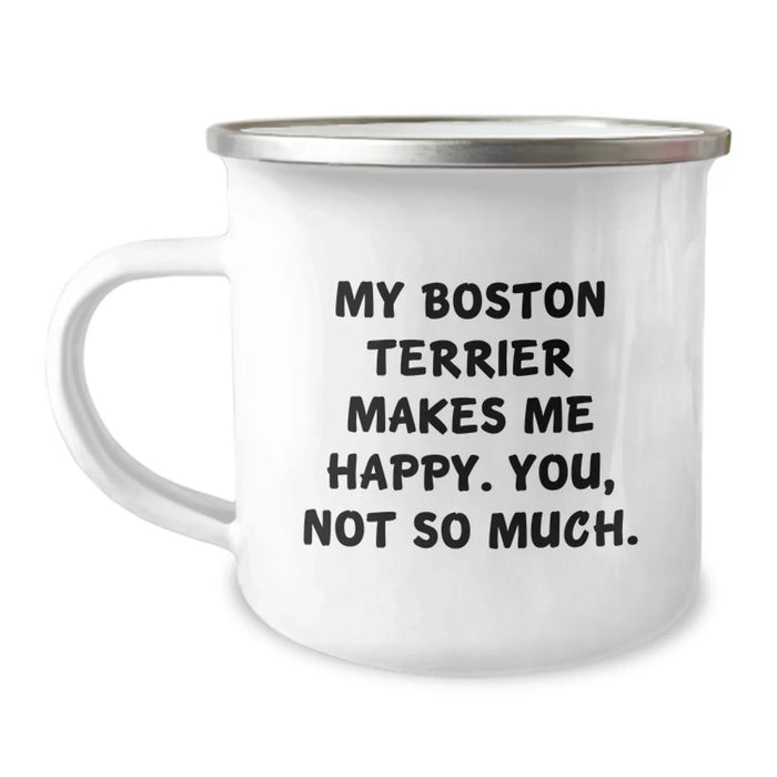 Funny Boston Terrier Dog Lover Gifts from Family for Birthday Unique Presents - Boston Terrier Dog Camping Mug - Image 1