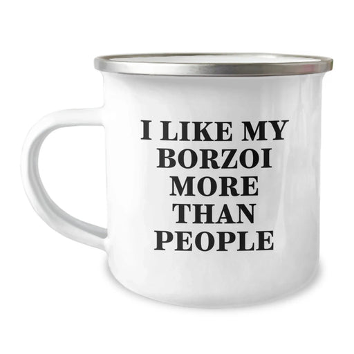 Borzoi Dog Lovers' Camping Mug Gifts from Friends, Funny Quote Inside, 12 oz Stainless Steel - Image 1