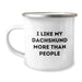Funny Dachshund Dog Gifts from Friends for Birthday - I Like My Dachshund More Than People, Enamel Camping Mug, 12 oz - Image 1