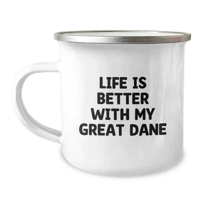 Funny Great Dane Dog Gifts for Men, Great Dane Dog Camping Mug Birthday Unique Gifts from Friends, 'Life Is Better With My Great Dane' Quote - Image 1