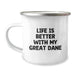 Funny Great Dane Dog Gifts for Men, Great Dane Dog Camping Mug Birthday Unique Gifts from Friends, 'Life Is Better With My Great Dane' Quote - Image 1