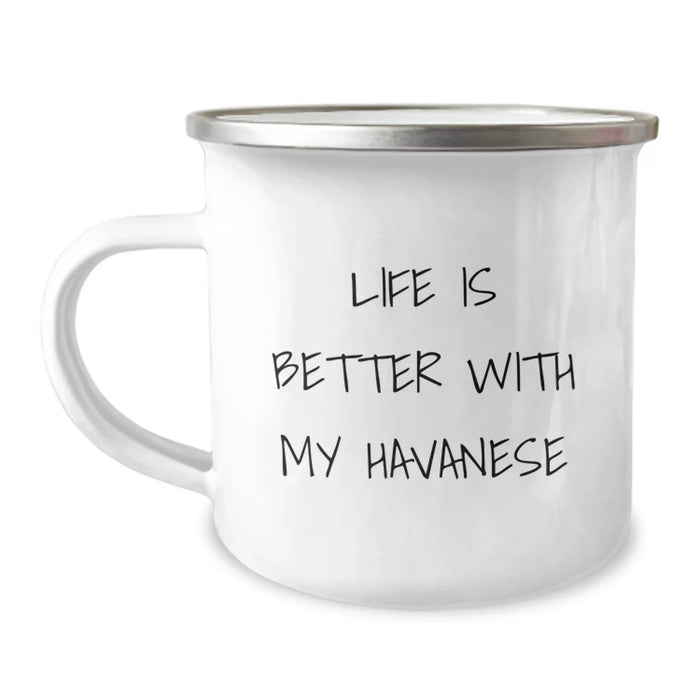 Funny Havanese Dog Camping Mug Gifts from Family for Birthday Unique Presents - Image 1