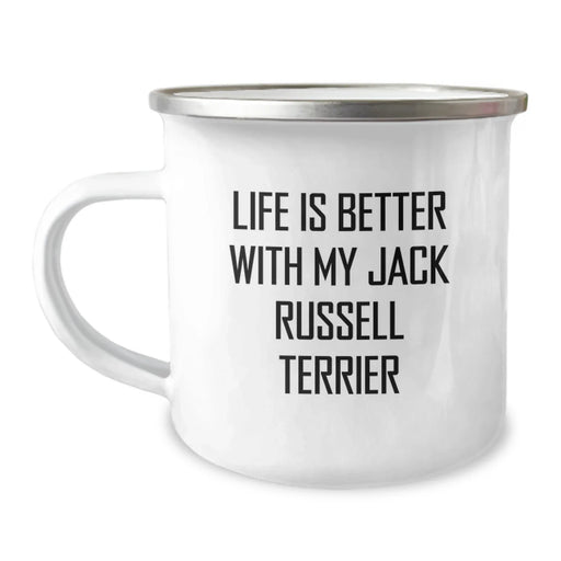 Funny Jack Russell Terrier Dog Gifts for Birthday from Friends, Unique Camping Mug with Life Is Better Quote - Image 1