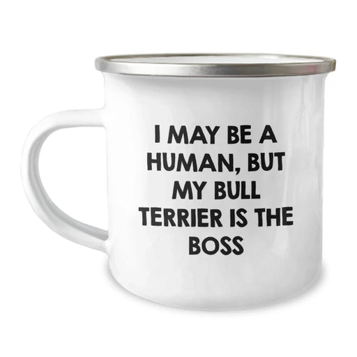 Funny Bull Terrier Dog Camping Mug Gift from Friends for Birthday Unique Presents - Image 1