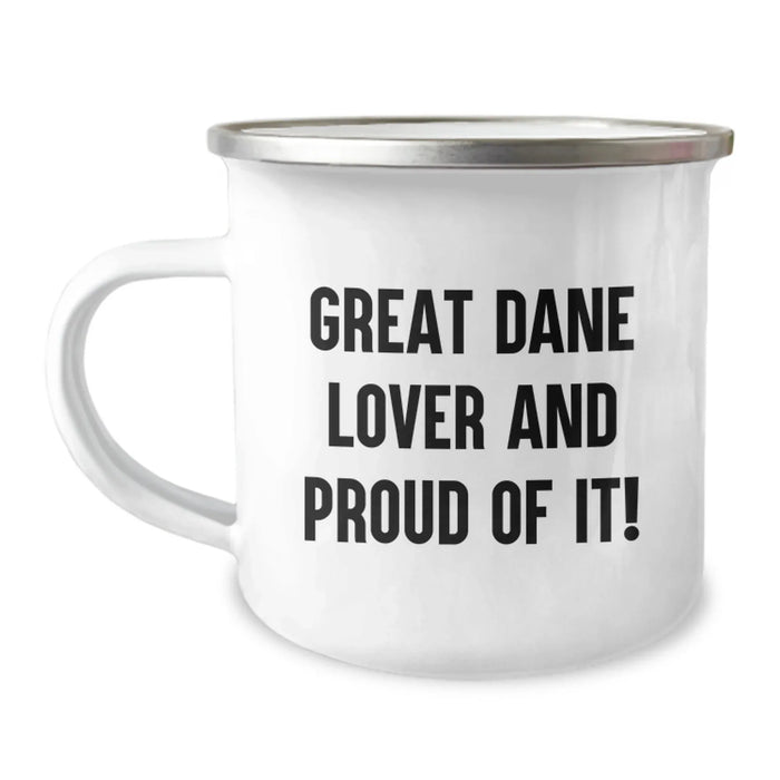 Funny Great Dane Dog Camping Mug, Gifts for Great Dane Lover, Birthday Unique Mugs from Friends, 'Great Dane Lover And Proud Of It!' - Image 1