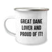 Funny Great Dane Dog Camping Mug, Gifts for Great Dane Lover, Birthday Unique Mugs from Friends, 'Great Dane Lover And Proud Of It!' - Image 1