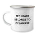 Unique Delaware Gifts from Friends - Funny My Heart Belongs To Delaware Camping Mug for Birthday - Image 1