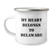 Delaware Gifts from Friends, Unique Birthday Unique Gifts for Men and Women, My Heart Belongs To Delaware Camping Mug - Image 1