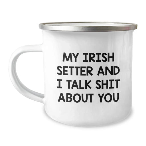 Funny Irish Setter Dog Camping Mug for Birthday Unique Gifts from Family, Friends, and Coworkers, Perfect for Irish Setter Dog Enthusiasts - Image 1