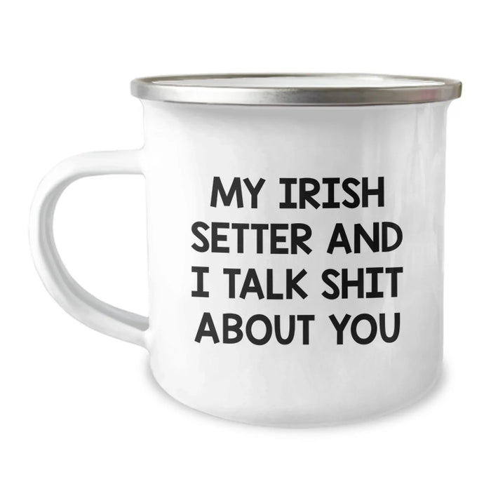 Funny Irish Setter Dog Camping Mug for Birthday Unique Gifts from Family, Friends, and Coworkers, Perfect for Irish Setter Dog Enthusiasts - Image 1