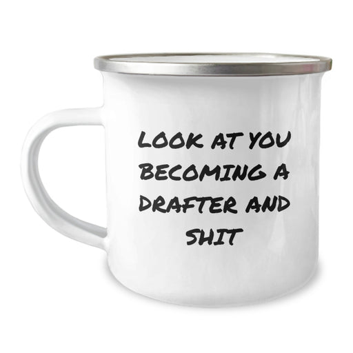 Funny Drafter Christmas Unique Gifts for Him from Friends, Unique Camping Mug with Inspirational Quote - Image 1