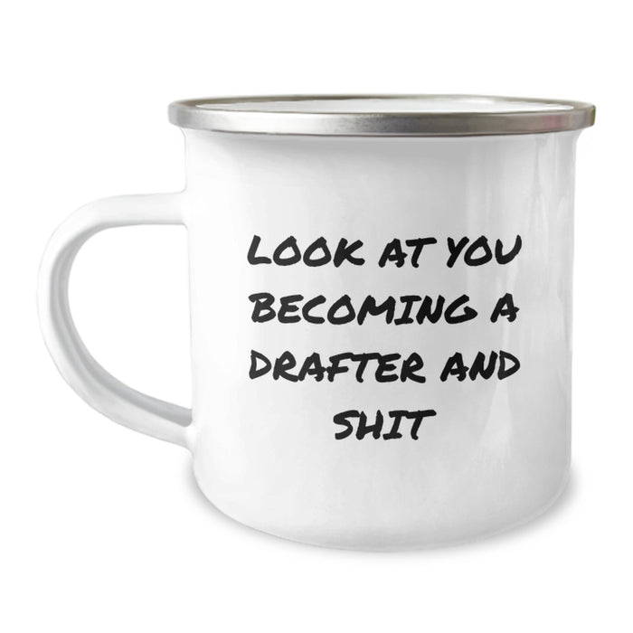 Funny Drafter Christmas Unique Gifts for Him from Friends, Unique Camping Mug with Inspirational Quote - Image 1