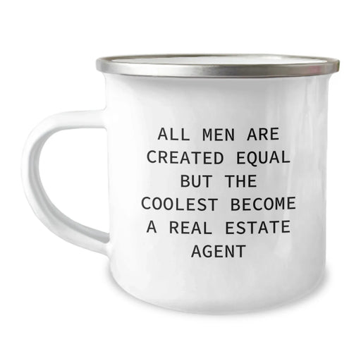 Funny Real Estate Agent Gifts from Men, Christmas Unique Mugs for Real Estate Agents, Camping Coffee Mugs with 'All Men Are Created Equal But The Coolest Become A Real Estate Agent' Quote - Image 1