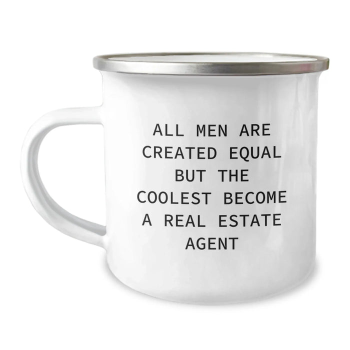 Funny Real Estate Agent Gifts from Men, Christmas Unique Mugs for Real Estate Agents, Camping Coffee Mugs with 'All Men Are Created Equal But The Coolest Become A Real Estate Agent' Quote - Image 1