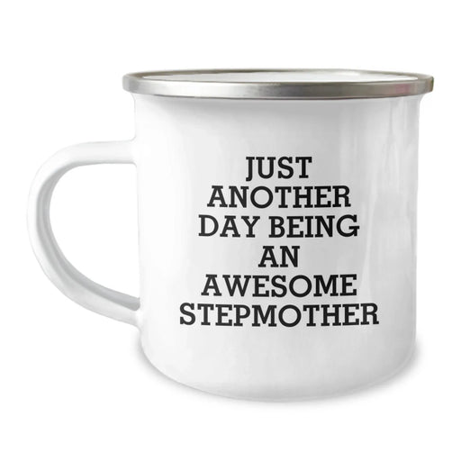 Funny Stepmother Gifts, Just Another Day Being An Awesome Stepmother, Unique Stepmom Camping Mug for Christmas - Image 1