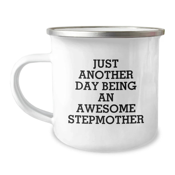 Funny Stepmother Gifts, Just Another Day Being An Awesome Stepmother, Unique Stepmom Camping Mug for Christmas - Image 1