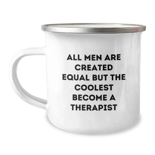 Gifts for Therapists Who Love Camping, Funny 'All Men Are Created Equal But The Coolest Become A Therapist' Quote, Christmas Unique Gifts from Friends - Image 1