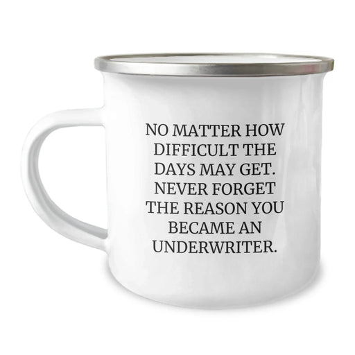 Funny Underwriter Gifts from Friends, Birthday Unique Gifts for Underwriter, Inspirational Camping Mug - Never Forget the Reason - Image 1
