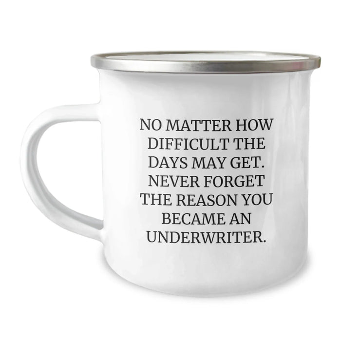 Funny Underwriter Gifts from Friends, Birthday Unique Gifts for Underwriter, Inspirational Camping Mug - Never Forget the Reason - Image 1