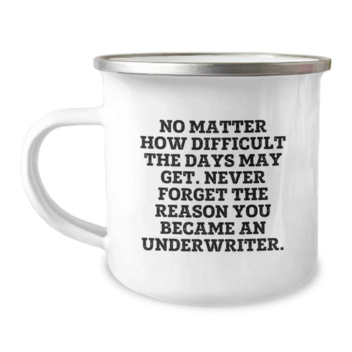 Funny Underwriter Gifts from Men, Unique Birthday Unique Gifts for Underwriter Friends, Camping Mug Quote Never Forget Reason Became - Image 1