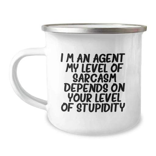 Funny Agent Camping Mug Gifts from Friends for Agent with Sarcasm Level Quote, Perfect Christmas Unique Gifts for Men - Image 1