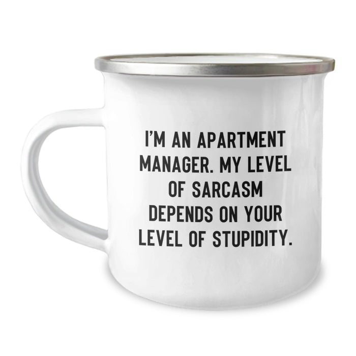 Funny Apartment Manager Gifts from Friends for Men - I'm An Apartment Manager, My Level Of Sarcasm Depends On Your Level Of Stupidity, Father's Day Unique Gifts for Him - Image 1