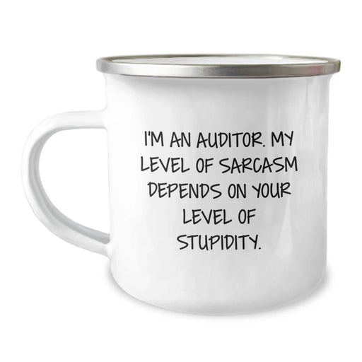 Funny Auditor Gifts from Friends, Christmas Unique Gifts for Auditor, 12 oz Camping Mug with Sarcastic Quote - Image 1