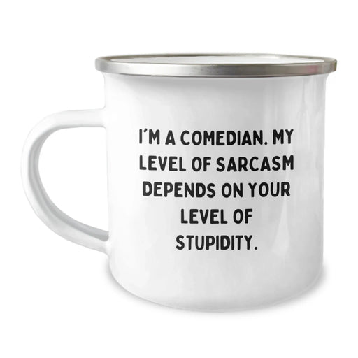 Funny Comedian Gifts for Men Women Friends - Camping Mug, I'm A Comedian Sarcasm Dependent on Stupidity, Christmas Unique Gifts from Friends and Family - Image 1