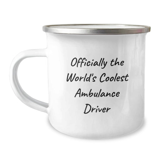 Ambulance Driver Gifts for Men - 'Officially The World's Coolest Ambulance Driver' Funny Camping Mug, Stainless Steel Enamel Finish, Unique Christmas Unique Gifts from Family, Coworkers, Friends - Image 1