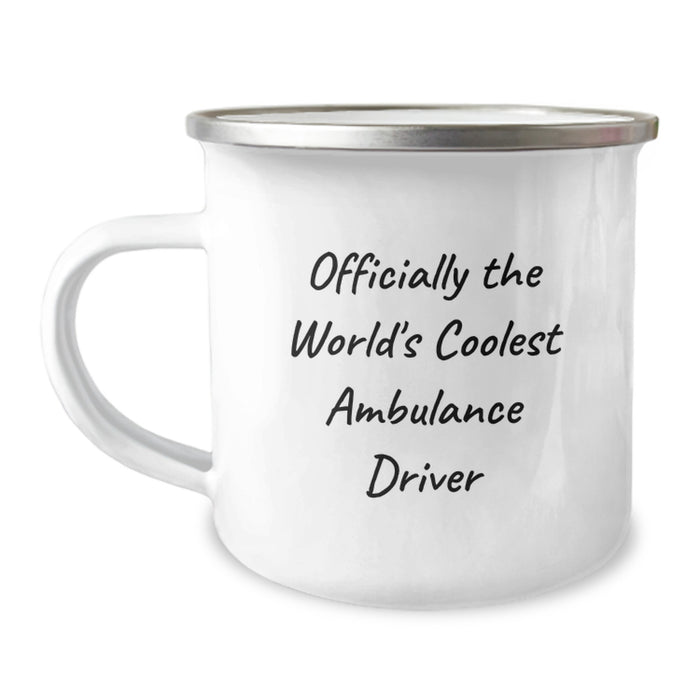 Ambulance Driver Gifts for Men - 'Officially The World's Coolest Ambulance Driver' Funny Camping Mug, Stainless Steel Enamel Finish, Unique Christmas Unique Gifts from Family, Coworkers, Friends - Image 1