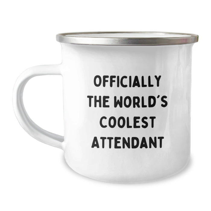 Funny Attendant Gifts - Gifts from Men - Officially The World's Coolest Attendant - Enamel Camping Mug for Attendant, Women, Friends, Coworkers, Family - Image 1