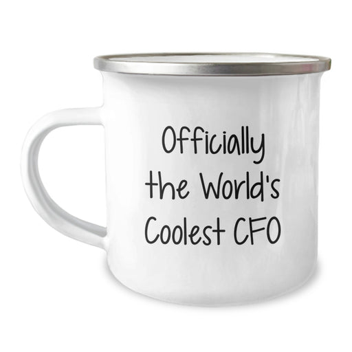 Funny CFO Gifts for Men - Officially The World's Coolest Cfo Camping Mug, Enamel Finish, 12 oz Capacity, Perfect for CFO Friends and Family on Father's Day - Image 1