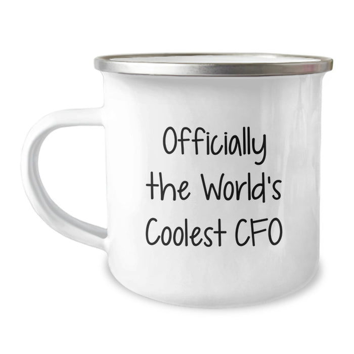 Funny CFO Gifts for Men - Officially The World's Coolest Cfo Camping Mug, Enamel Finish, 12 oz Capacity, Perfect for CFO Friends and Family on Father's Day - Image 1