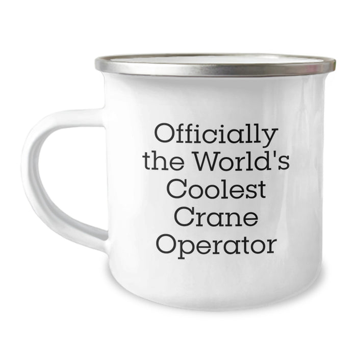 Crane Operator Camping Mug-Gifts from Men for Crane Operator Friends-Funny Quote Officially The World's Coolest Crane Operator - Image 1