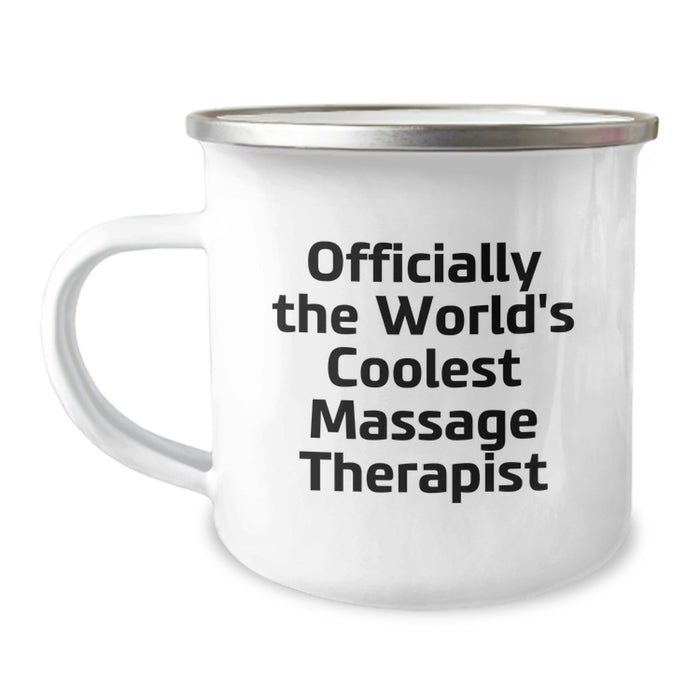 Funny Massage Therapist Gifts from Friends for Men - Officially The World's Coolest Massage Therapist Insulated 12 oz Stainless Steel Camping Mug - Image 1