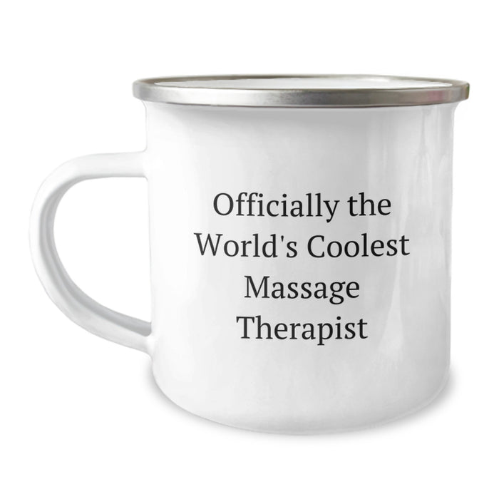 Funny Quote Gifts from Family to Massage Therapist Men - Officially The World's Coolest Massage Therapist Camping Mug - Image 1