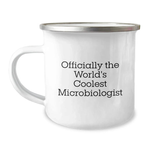 Funny Microbiologist Birthday Unique Gifts from Friends for Men - Officially World's Coolest Microbiologist Camping Mug - Image 1