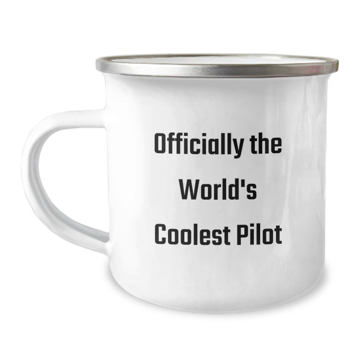 Funny Gifts from Friends for Pilot, Pilot Graduation Unique Gifts, Officially The World's Coolest Pilot Camping Mug - Image 1