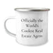 Funny Real Estate Agent Birthday Unique Gifts from Friends for Men - Officially The World's Coolest Real Estate Agent Camping Mug - Image 1