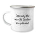 Funny Quote Receptionist Gifts for Men Valentine's Unique Camping Mug, Officially The World's Coolest Receptionist - Image 1