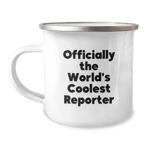 Funny Reporter Gifts from Dad, Officially The World's Coolest Reporter Camping Mug Fathers Day Unique Gifts for Reporter - Image 1