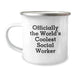 Gifts for Social Workers, Officially The World's Coolest Social Worker Camping Mug, Christmas Unique Mugs - Image 1