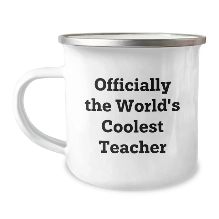 Funny Teacher Gifts from Friends on Valentine's - Officially The World's Coolest Teacher Camping Mug - Image 1