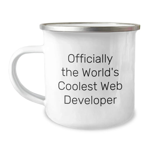 Funny 'Officially The World's Coolest Web Developer' Birthday Unique Gifts for Web Developers - Web Developer Camping Mug from Friends - Image 1